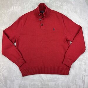 Polo Ralph Lauren Men's Red Mock Neck Knit Sweater XL Pullover Pony Preppy